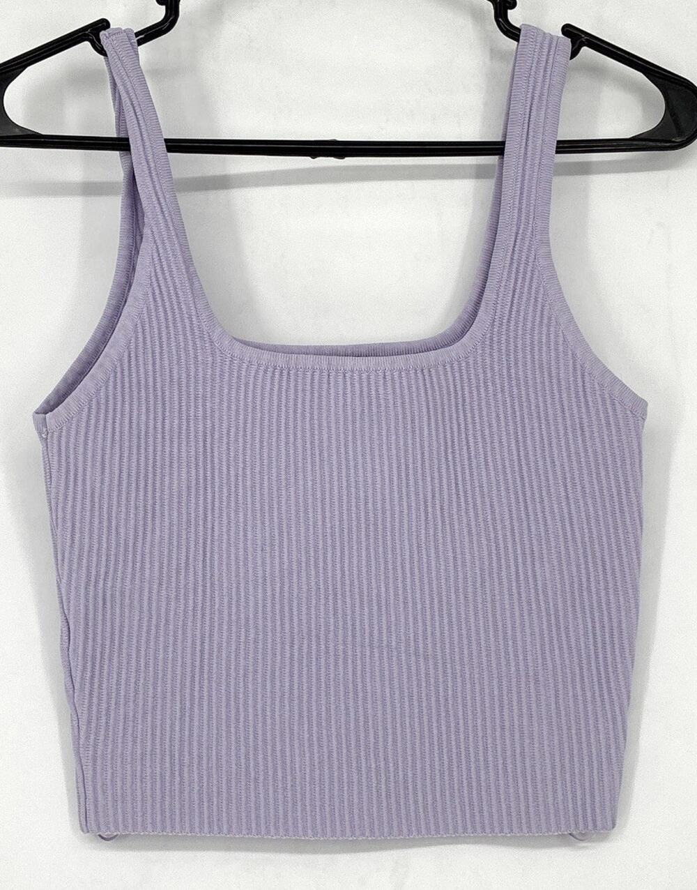 Lavender Ribbed Woven Tank Top Size M/L Cotton Blend Versatile Capsule Cropped
